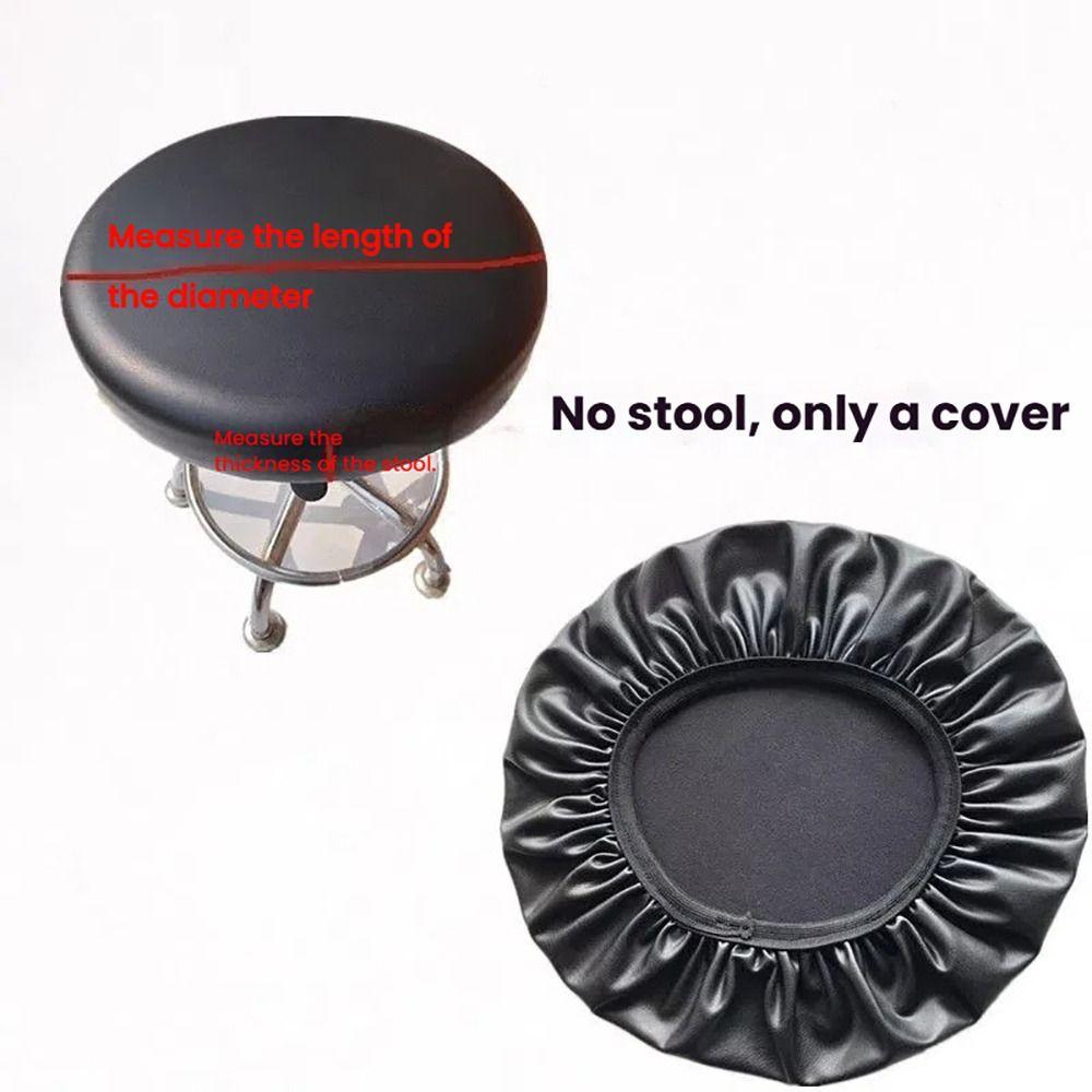 1Pc PU Leather Chair Seat Cover with Elastic Bands Waterproof Round Chair Cover 28-31cm All Inclusive Stool Seat Cushion Cover
