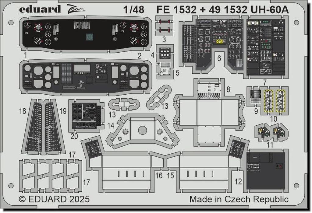 Eduard 1/48 Zoom Series UH-60A Etched Parts (for ICM) Plastic Model Kits EDUFE1532 (Airplane)