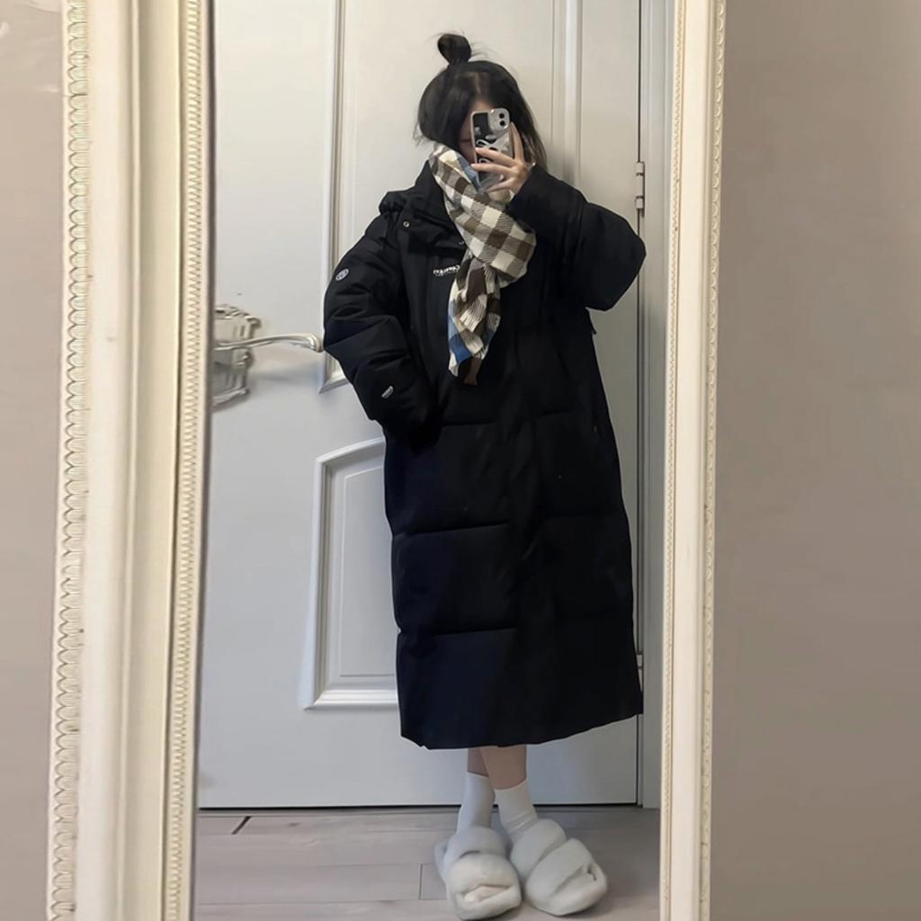 Down and Cotton Jacket Women's 2025 New Collegiate Style Mid-length Cotton Jacket Korean Version of Over-the-knee Winter Jacket