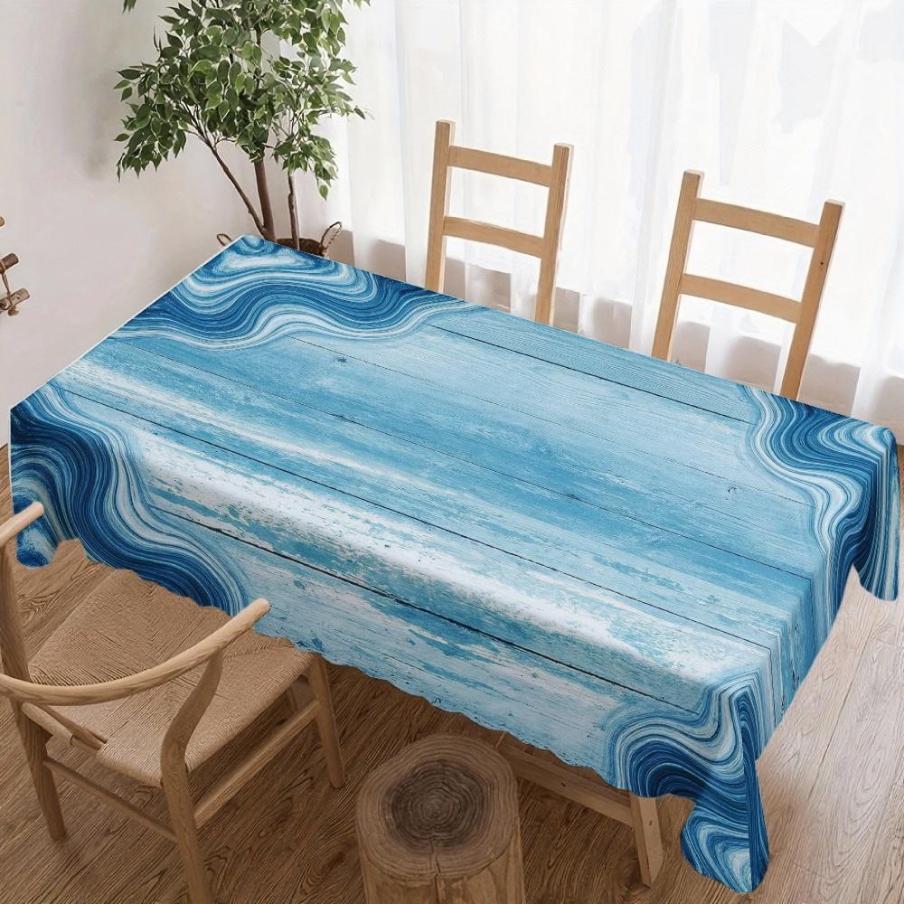 Jingyue Pet Unisex Ocean Wave Pattern Rectangle Tablecloth For Table Decor Kitchen Dining Waterproof Reusable Tablecloths For Table Picnic Party