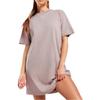 Nike Short Sleeved Dresses Women's Taupe Crew Neck Moderate Mid Length DV7882-272