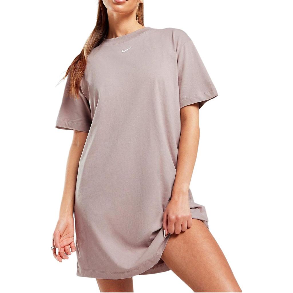 Nike Short Sleeved Dresses Women's Taupe Crew Neck Moderate Mid Length DV7882-272