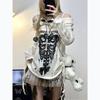 Y2k Harajuku Gothic Knitted Pullovers Women Japanese Fashion Sexy Skull Off The Shoulder Punk Girls Hole Loose Sweater