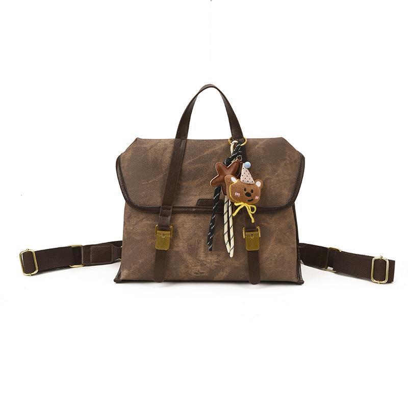 Premium texture backpack women's 2025 new fashion retro college student schoolbag going out commuting backpack travel bag