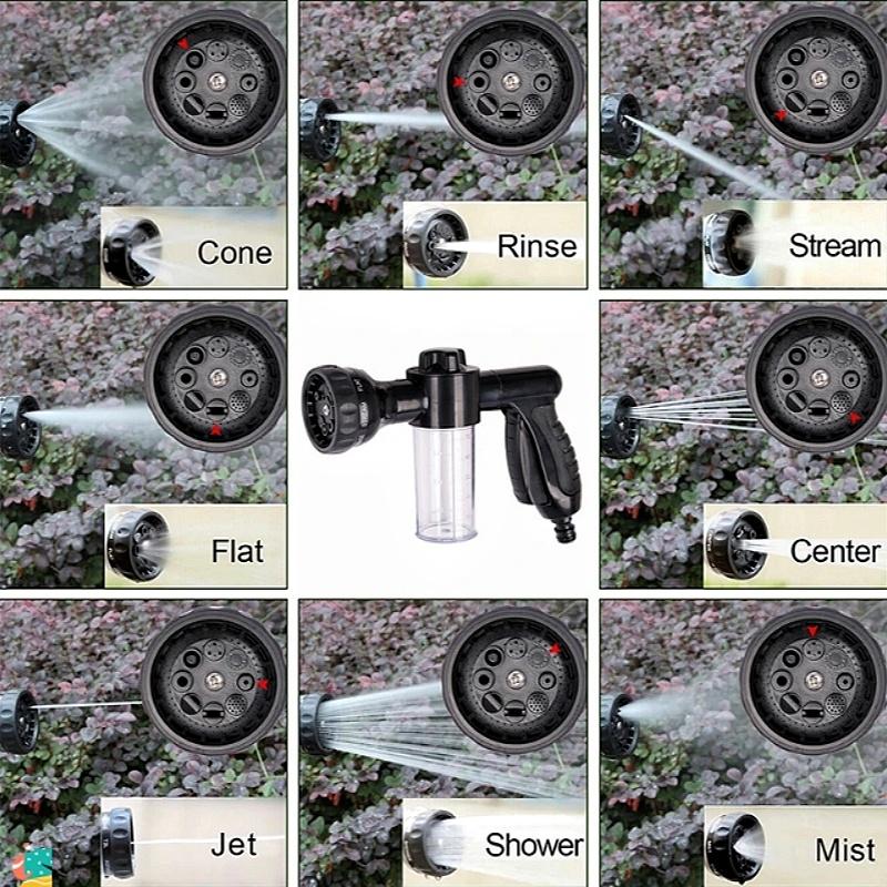 Adjustable Mode High-pressure Water Gun Household Car Washing Snow Foam Lance Sprayer with Cleanser Container Cleaning Tool