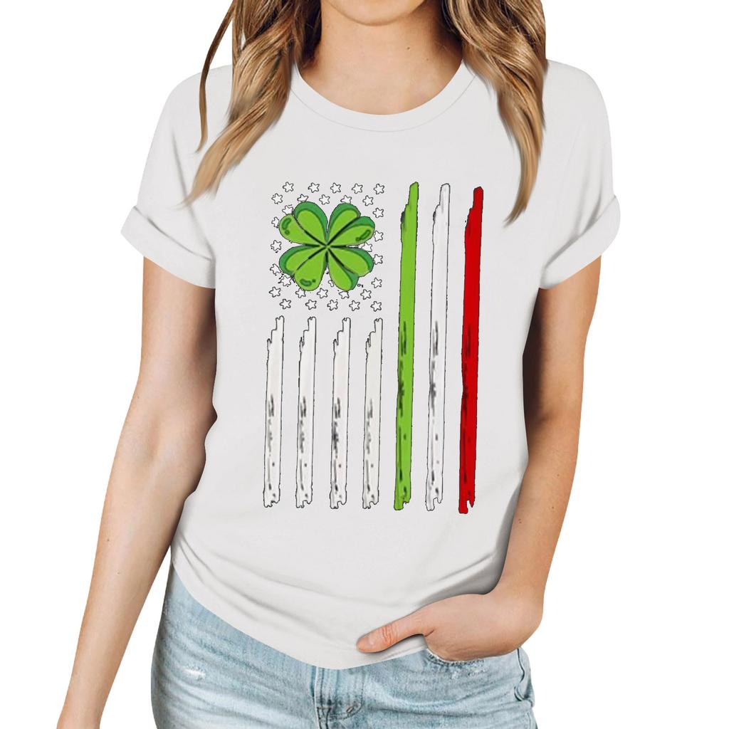 Women's Casual Printed T-Shirt Round Neck Pullover Short Sleeve Top