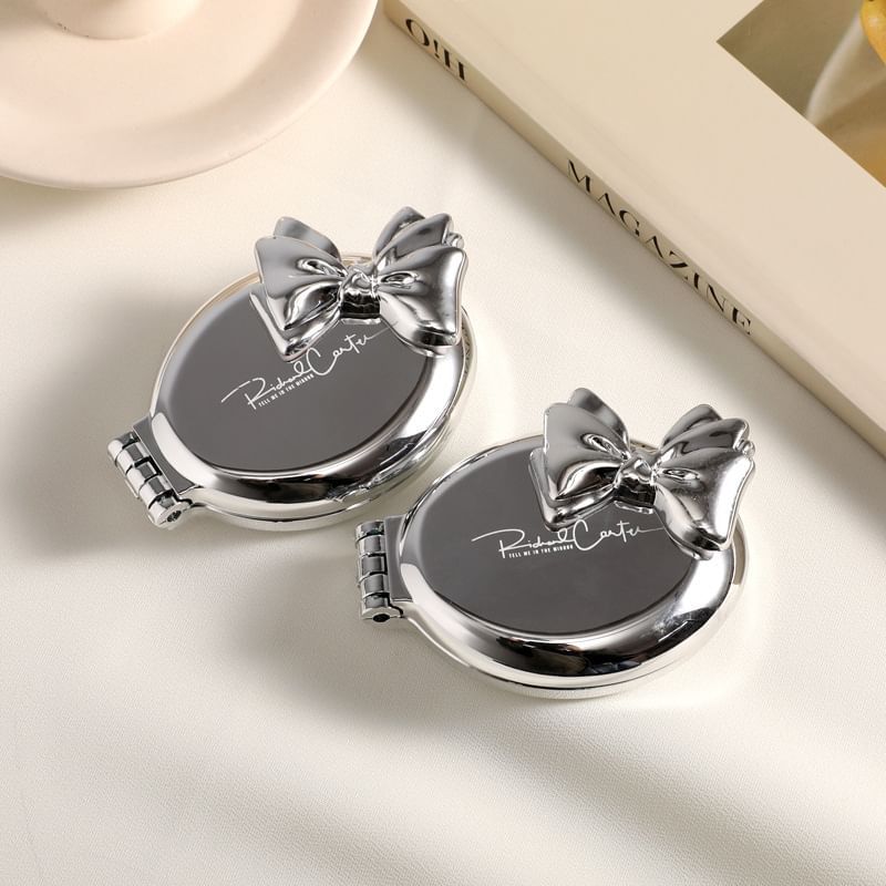 Coolkiss - Lettering Portable Mirror with Hair Brush / Bow Adhesive Decoration / Set (Various Designs)