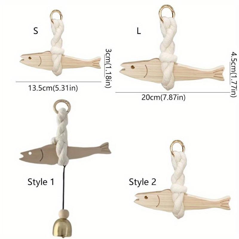 1PC Lightweight Wooden Fish Car Ornament Hangable with Bell Pollack Door Pendant Ultra-thin Fish Wall Art Bedroom