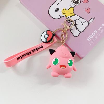 Silicone Keychains Pikachu Charmander Snorlax Bag Charms Anime Backpack Pendants Decor Accessories Kids Toys