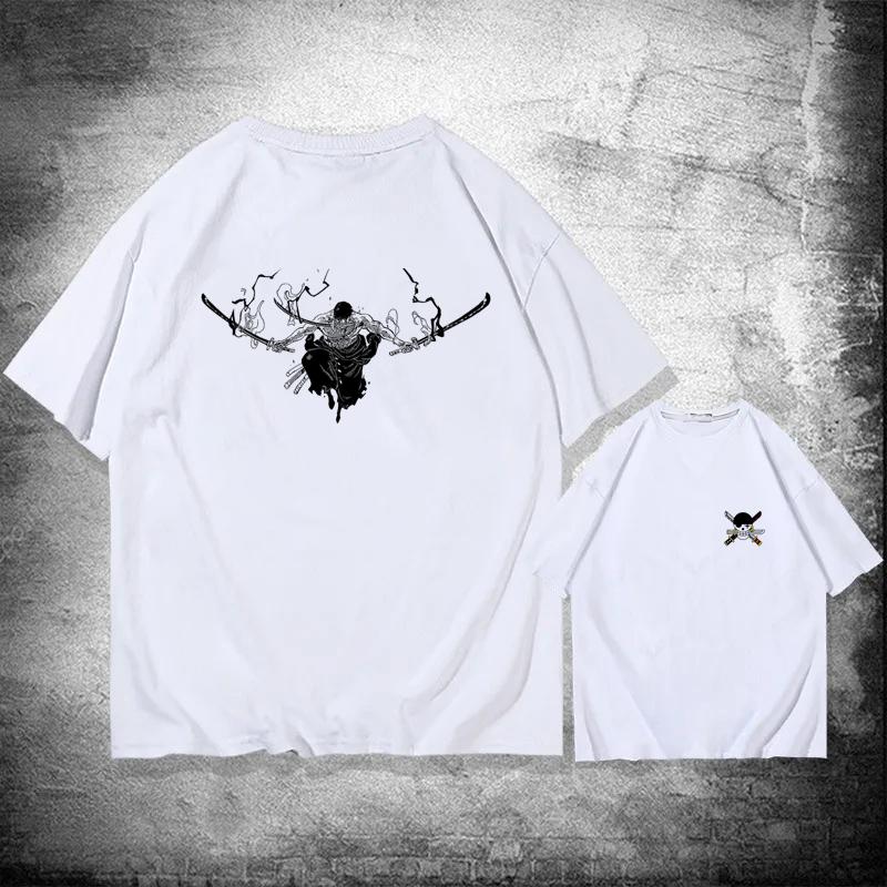 ONE PIECE Japanese Animation Cotton T-shirt Short-sleeved Clothes Around Sauron Student Printing Men's and Women's Trends Summer