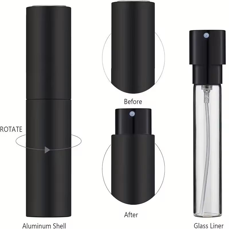 1pc 10ml two section rotating perfume empty bottle spray bottle,easy packaging,sealing,leak proof,for office,dating,travel,home