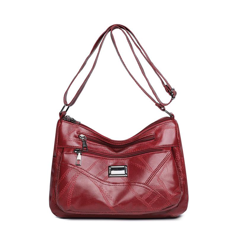 Soft Leather Women's Versatile Single-shoulder Bag Large-capacity Crossbody Bag for Middle-aged and Elderly People Mom Bag