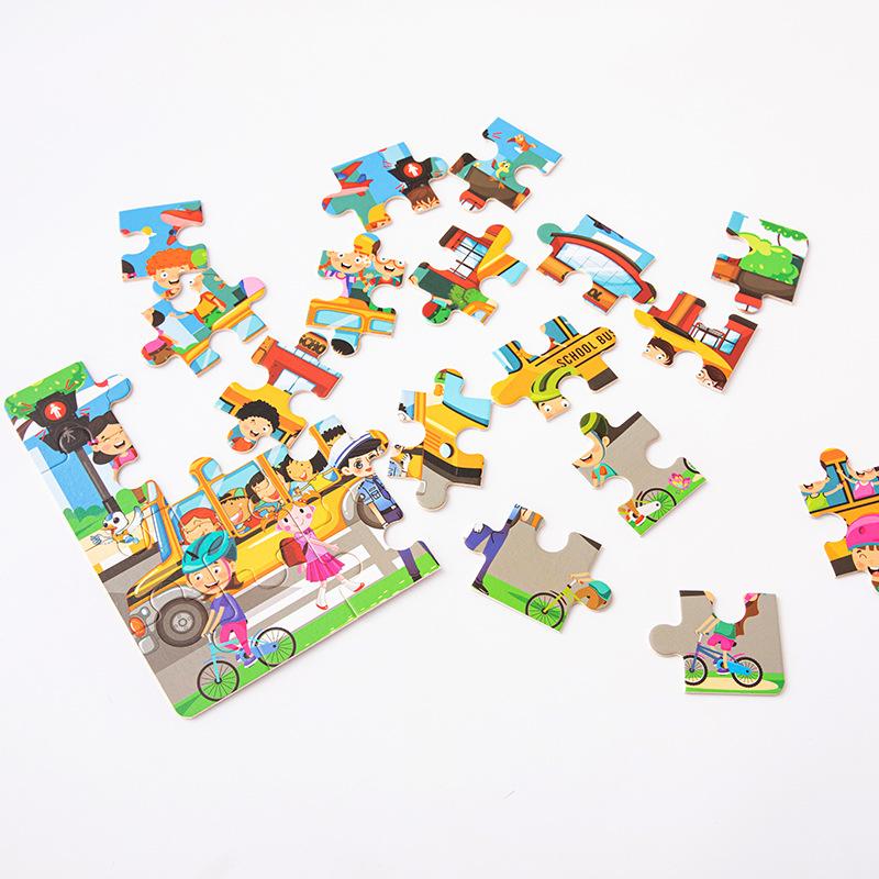 Holzpuzzle mit 24 Teilen, Kinder Tier Dinosaurier Cartoon Flugzeug Puzzle, Baby Früherziehung pädagogisches Baustein Spielzeug