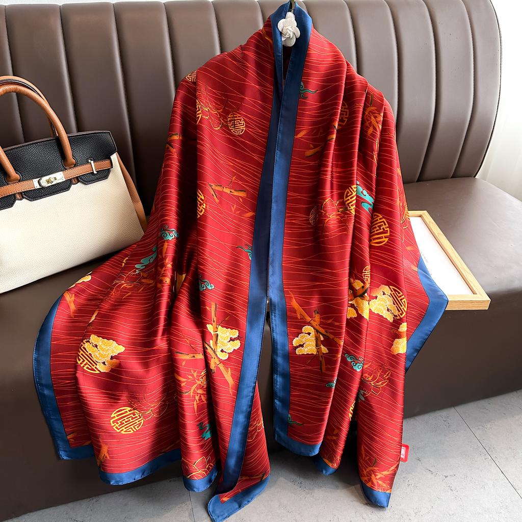 Spring Scarf Women'S Luxury Design Scarf Silk Smooth Scarf Soft Muslim Headband Shawl Beach