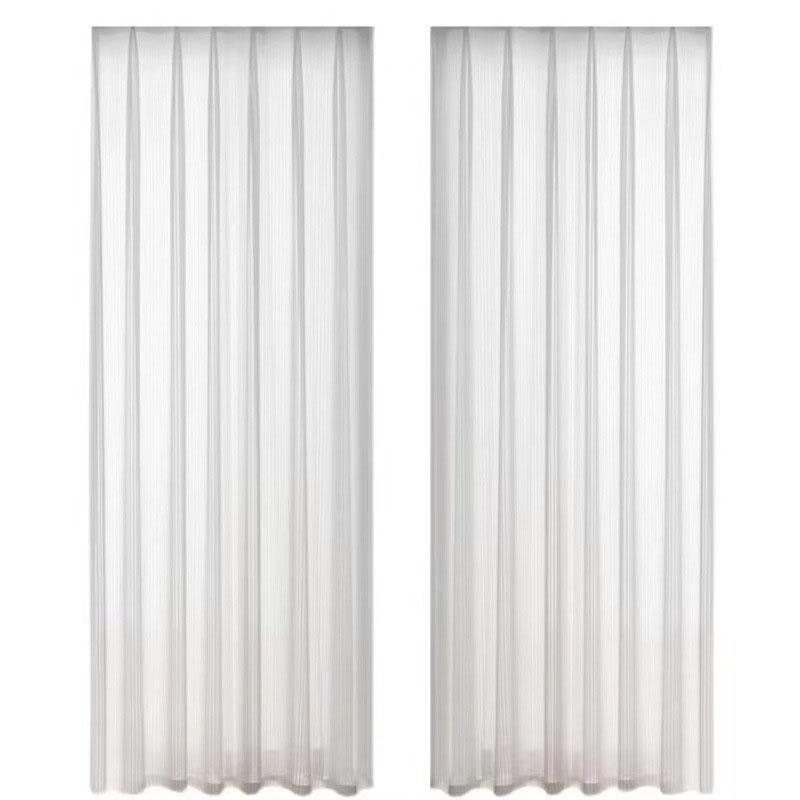 Semi Sheer White Curtains 40%-70% Light Filtering Vertical Striped Voile Drapes for Balcony Bedroom Living Room Window Privacy