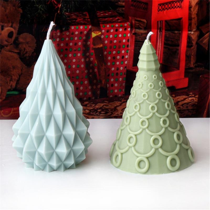 Flexible Silicone Mold Handmade Scented Candle Mould Geometric Christmas Tree Aromatherapys Mold Home Decorations