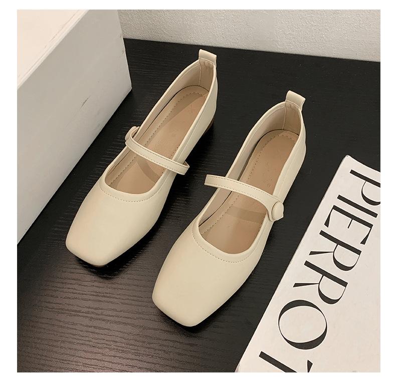 

Fairy Wind Mary Jane Single Shoes Women s Shoes 2025 New Spring and Summer New Flat Bottom Shallow Mouth Square Head Thick Heel Soft Sole Shoes 40 бежевый