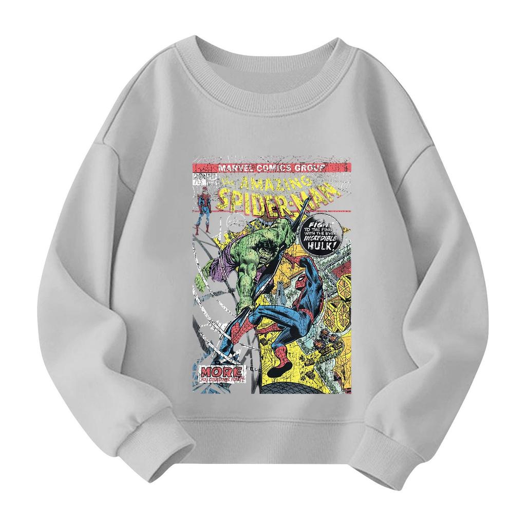 Boys and girls round neck plus velvet pullover printed top sweatshirt