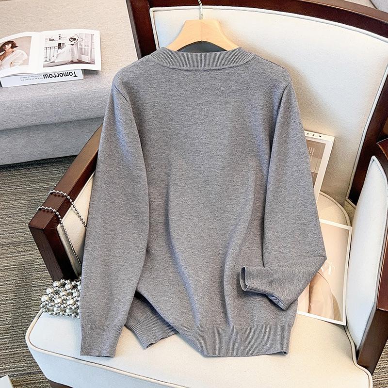 Plus Size Women's Loose Round Neck Pullover Sweater, Bust 150/160 (Size 200/300 Jin)