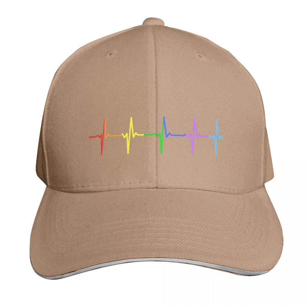 Regenbogen Puls Herzschlag LGBT Baseballkappe Trucker-Hut Neuer Hut Luxusmarke Schiffermütze für Unisex Unisex Damen