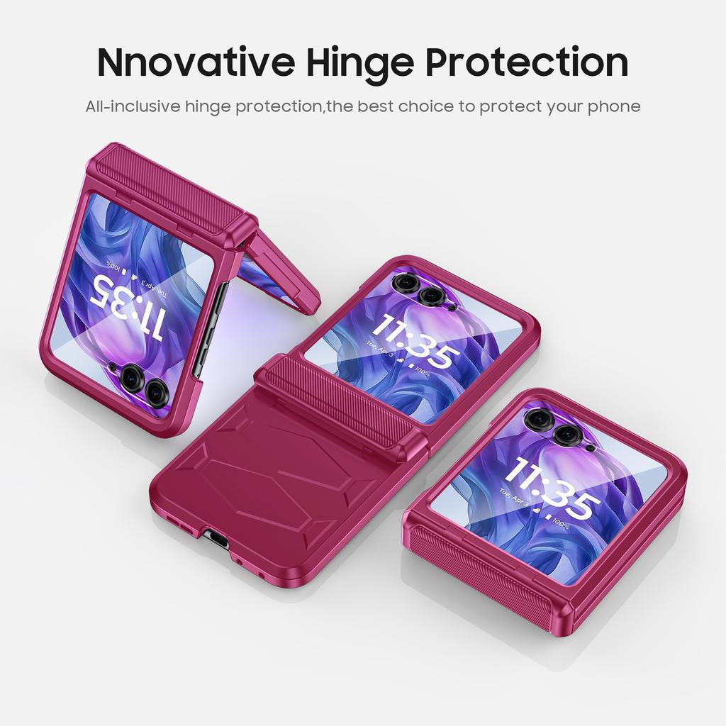For Motorola Razr Ultra 2024/Razr Pro 2025/Razr Pro 2026 With Hinge Protection, Built-in Screen Protector Shockproof All-Inclusive Phone Cover-Red