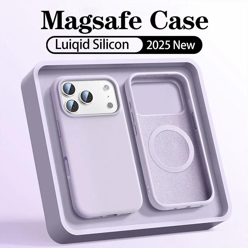 Official Original Liquid Silicone Magnetic Phone Case For iPhone 17 Air 16 15 14 Plus 13 12 Pro Max 17Pro For Magsafe Soft Cover