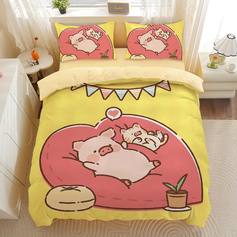 Cute Pig Duvet Cover Cartoon Animal Theme Bedding Set For Kids Adults, Sweet Bedspread Cover Ultra SoftRoom Decor Bedclothes