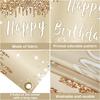 Gold White Happy Birthday Banner Decorations for Women Girls, Gold Glitter Happy Birthday Backdrop Party Supplies, 16th 18th 21st 30th 40th 50th 60th