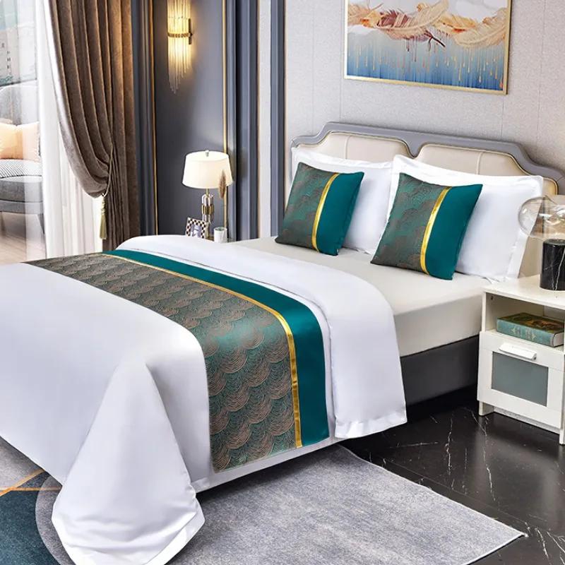 Chinese Style Fashion High Quality Bed Flag Hotel Cupboard Table Runner Decor for Home Parlor Wedding Room No Pillowcase