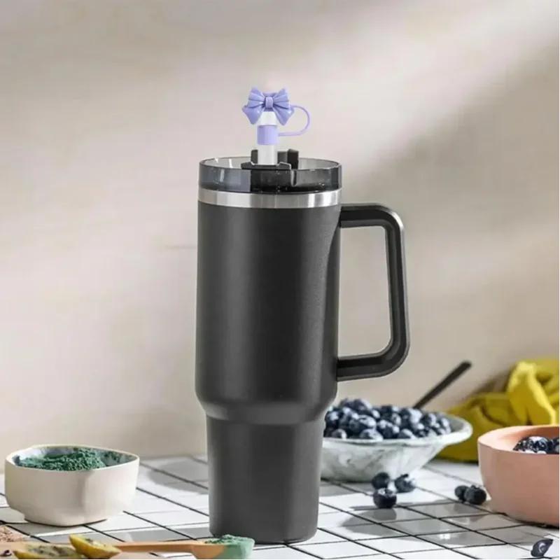 New Cute Bow Straw Cap Covers Silicone Straw Toppers Cap For Stanley Cups Accessories Straw Dust Cap For 10mm Diameter Straws