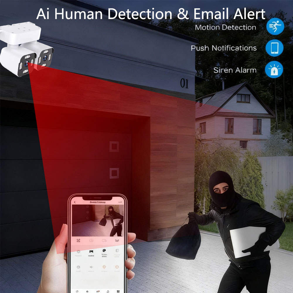 10MP Separate Dual Len IP Cameras WiFi PTZ Surveillance Outdoor IP66 Home Security Protection Auto Tracking CCTV Video ICAM365