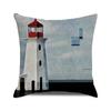 Watercolor Painting Nautical Lighthouse Ocean Seagull Boat Home Sofa Cushion Cover Home Decor Pillowcase