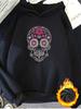 1pc Fashionable Women's Autumn/Winter Warm Hooded Sweatshirt Elegant and Beautiful Y2K Style Skull Floral Pattern Vibrant Colors U