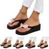 Women Fashion Plus Size Bow Decor Flip Flop Platform Sandals Lightweight Comfortable Casual Beach Slippers with Rhinestone Detail