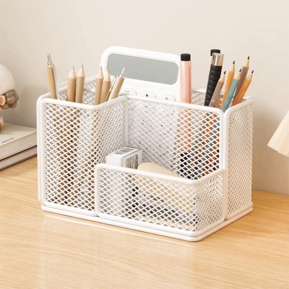 Metal Mesh Desktop Pen Holder Carbon Steel Stationery Storage Rack Mesh Desk Organizer  Desktop Use