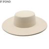 Französischer Damenhut Großer Breiter Rand 10CM Fedora Hut Winterwolle Derby Hochzeit Jazzhüte Flache Krone Filzhut