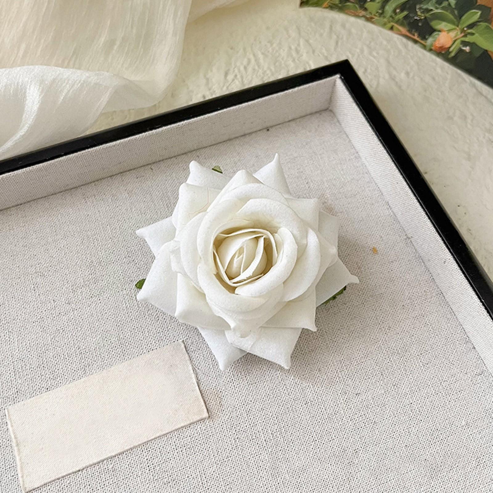 

Брошь-заколка для волос «Роза» в виде цветка двойного назначения 1 шт. One Size белый