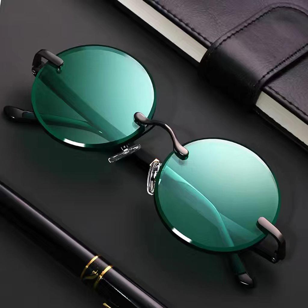 Dark Green Circle Glasses 1pc Fashion Glasses Dark Green Crystal