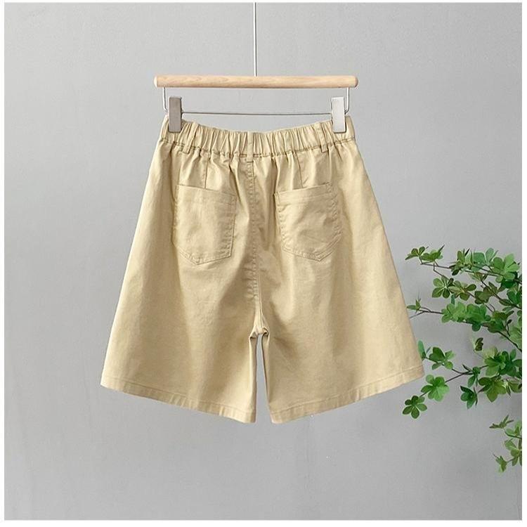Summer large size high waist A word denim shorts women's versatile fashion wide leg outer wear denim five-point shorts