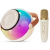 JYX Speaker Set, Bluetooth 5.0 Compatible, Wireless Microphone, Speaker Loudspeaker, 2 Microphones, Rechargeable, Portable, with LED Light, Voice