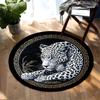 Leopardenmuster-Design Flanell-bedruckte runde Bodenteppiche sind rutschfest Geeignet für Wohnzimmer Schlafzimmer Terrasse Garten Teppiche