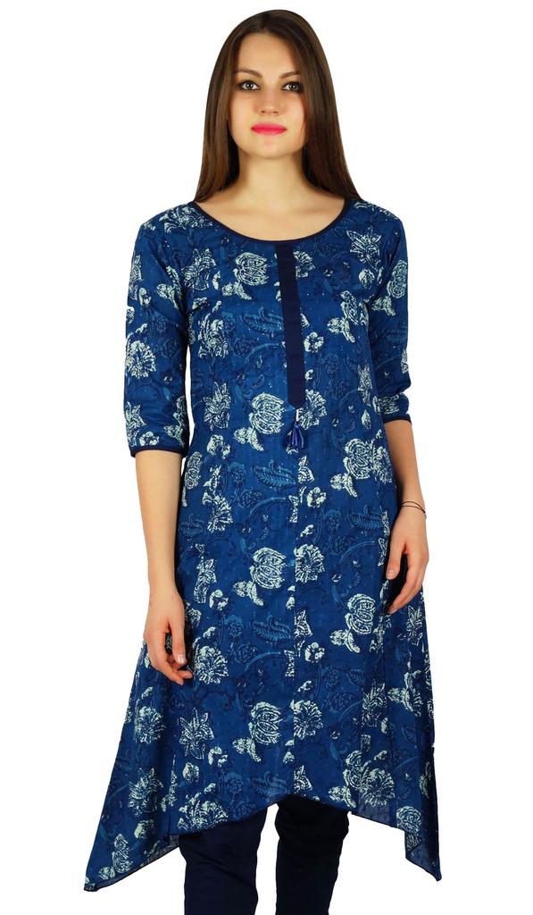 Bimba Womens Asymmetrical Kurta Regular Fit Cotton Kurti Tunic With Pockets -