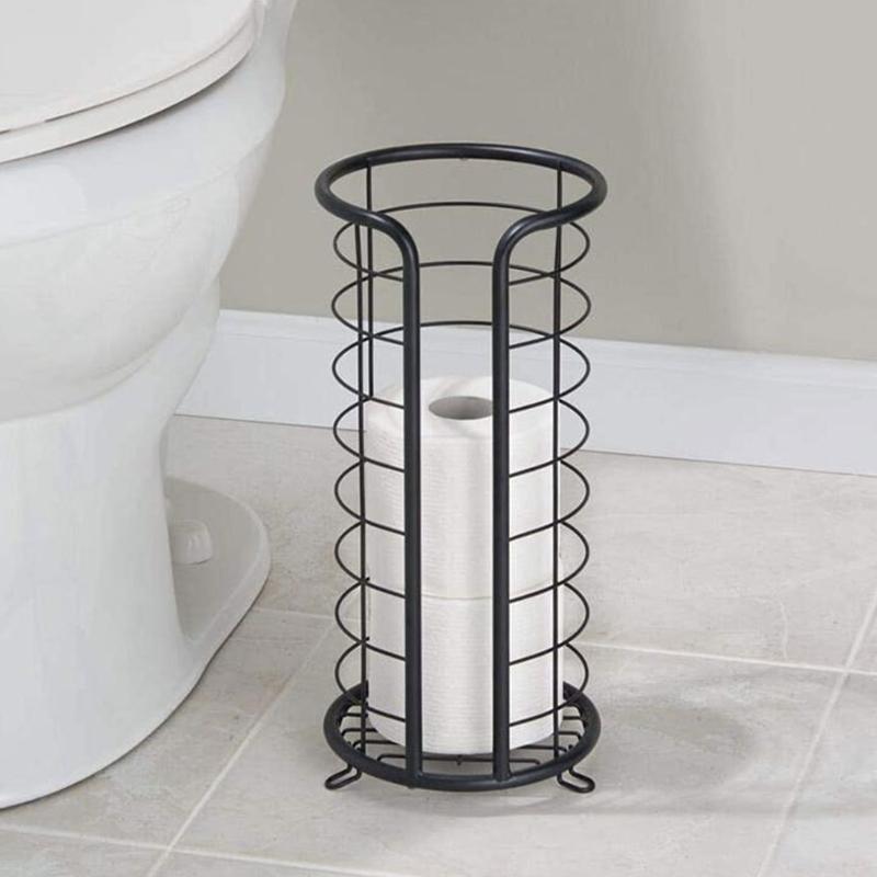 Elegant Floor Standing Tissue Rack Iron Kitchen Roll Paper Holder Space Saving for Modern Decoration