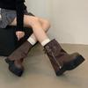 Muffin Bottom Small Pants Boots Heightened Platform Locomotive Short Boots Autumn New Retro Boots Martin Boots