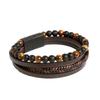 Leather Handcrafted Multi-layer Bracelet for Men, Retro-style Patch Magnet Clasp Wristband, Male Version