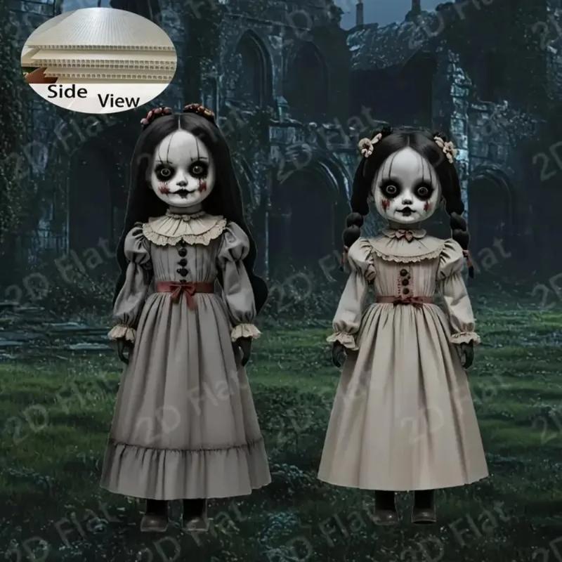 Large Halloween Horror Dolls Pattern Decorative Plate Halloween-shaped Courtyard Plastic Signs for Halloween Decorations
