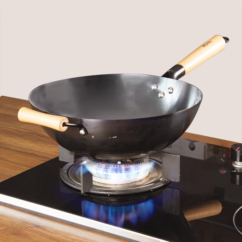 Anboli Zhen Pure Iron Non-Coated Wok with Glass Lid