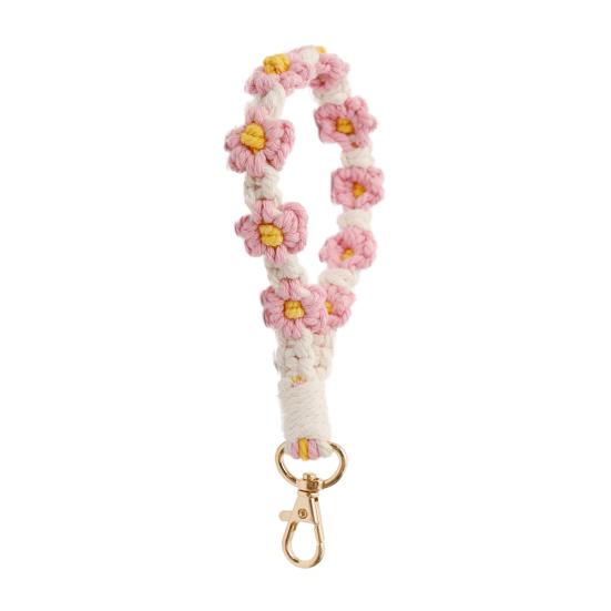 Armband Schlüsselanhänger Böhmen Urlaub Stil handgemachte geflochtene kleine Blumen DIY hängen Schnalle Tasche