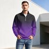 Herren Herbst Winter Zweifarbig Gradient Print Reißverschluss Pullover Stehkragen Lässig Knitterig Sportlich Oberteil