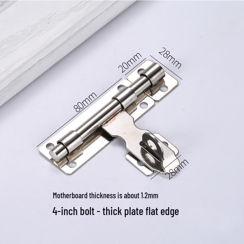 304 Stainless Steel Padlockable Door Bolt - Anti-theft, Thickened for Wooden or Room Doors, Universal Left/Right Fit.